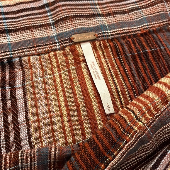 FREE PEOPLE Boho Mini Skirt Plaid Earth Tone w/ Belt Hippie Coastal Ethnic Beach - Picture 5 of 9